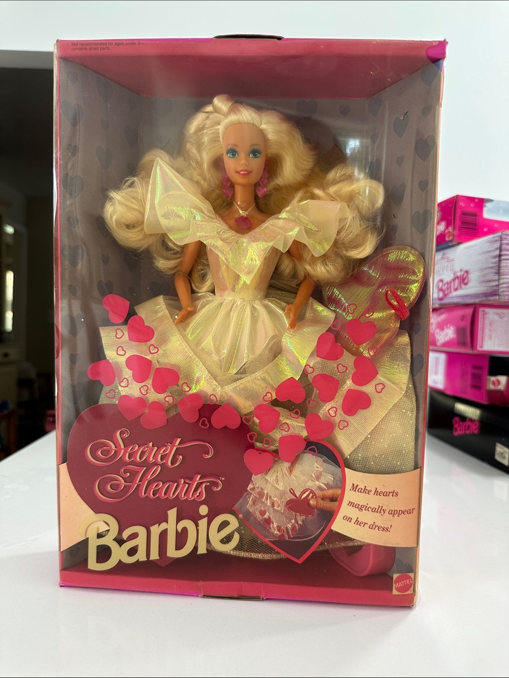 NIB 1992 Barbie Secret Hearts Doll in Shimmery Cream and Pink Accents
